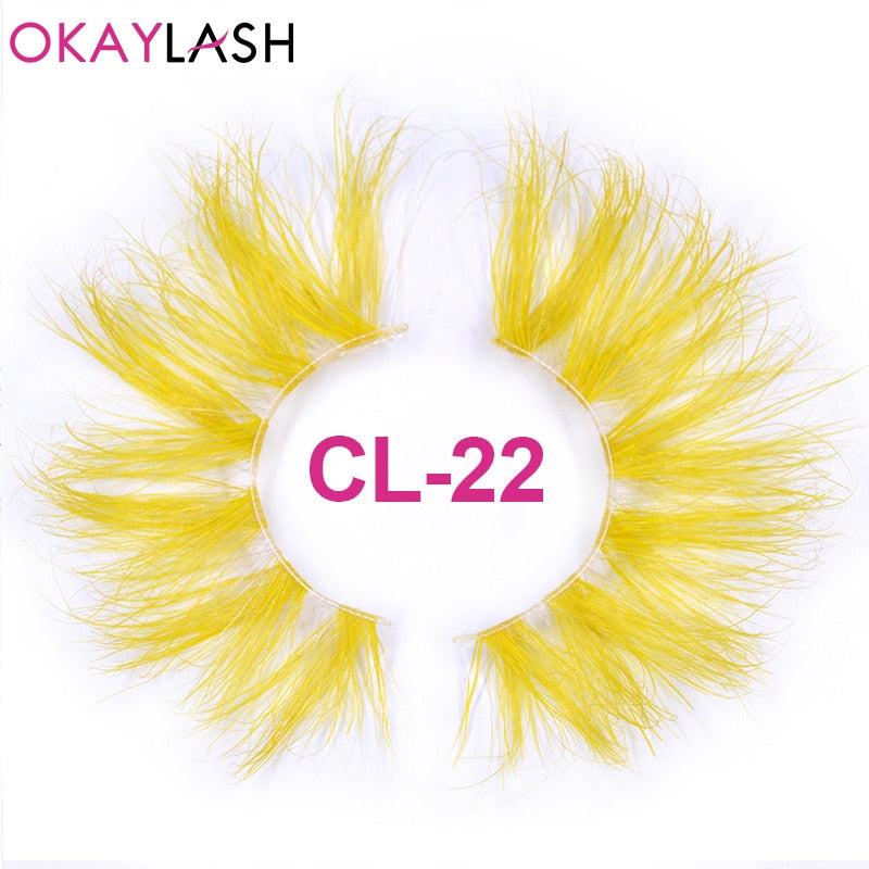 25mm Long Purple and Pink Color Real Mink Cosmetic Fake Colored Eyelash Party Cosplay Halloween Makeup Strip Eye lashes