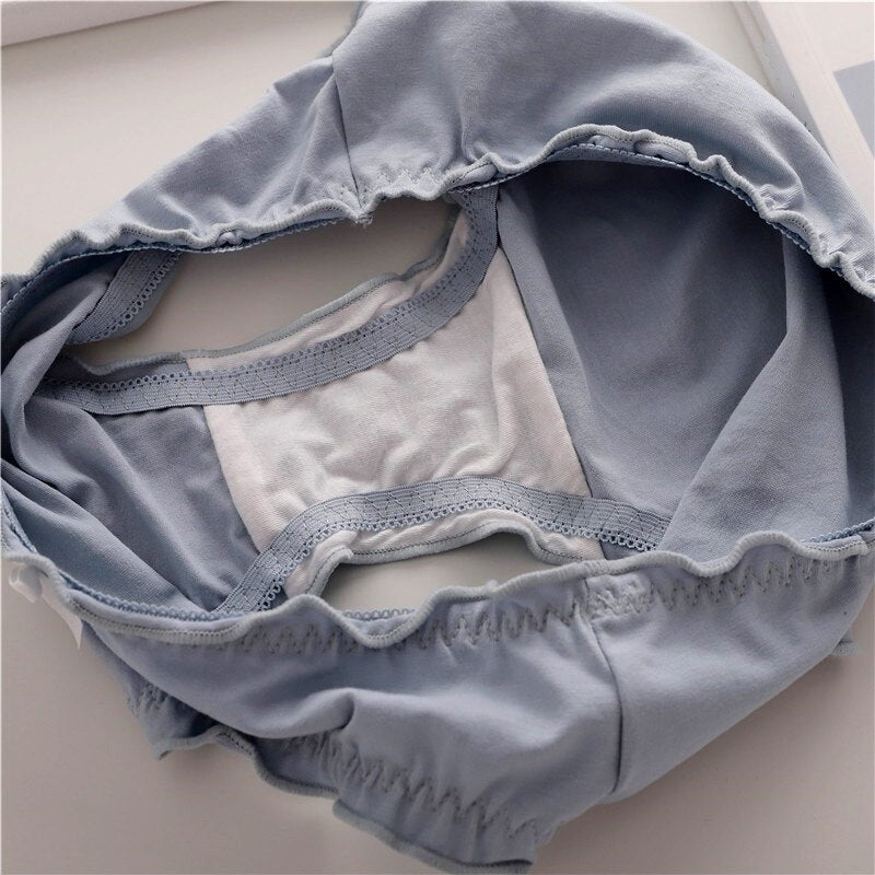 Japanese Girls Cotton Underwear Sweet Ruffles Lady Low Waist Thin Briefs Antibacterial Female Underpants