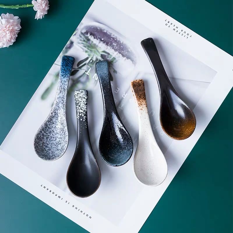 Ceramic Soup Spoon Japanese Tableware Creative Spoons Cooking Utensil Tool