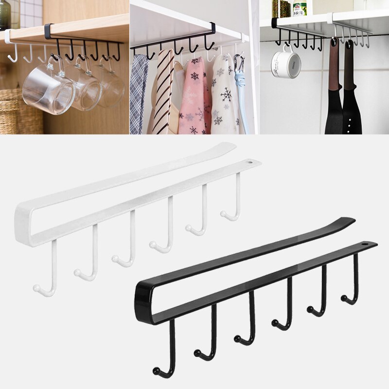 Kitchen Cupboard Organizer Closet Clothes Glass Mug Shelf Hanger Storage Rack Cupboard Shelf Hanging Hook