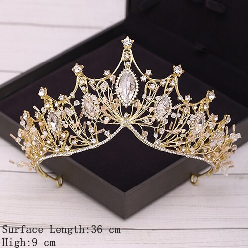 Bridal Crown Golden Wedding Hair Accessories Crystal Rhinestone Bride Wedding Tiaras and Crowns Headpiece Diadema Hair Ornament
