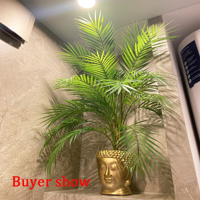 125cm Large Artificial Palm Tree Tropical Plants Branches Plastic Fake Leaves Green Monstera For Home Garden Room Office Decor