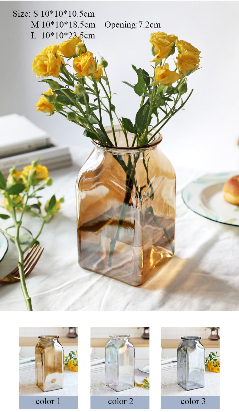 Multicolor Glass Vase Dried Flowers Nordic Transparent Europe Home Decoration Home Flower Vases