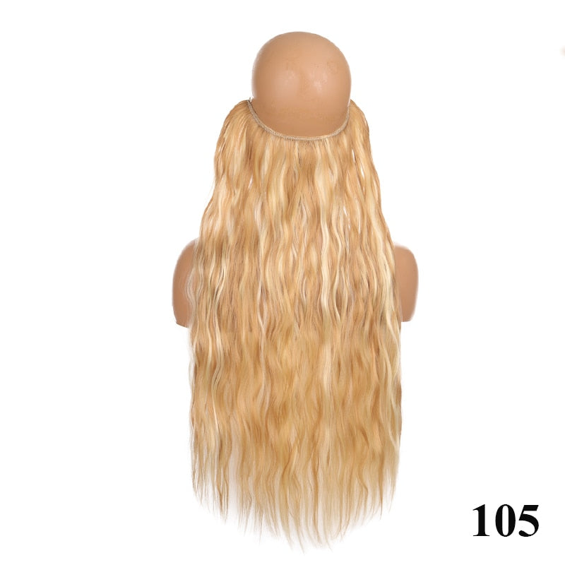 Invisible Wire No Clip One Piece Hair Extensions Secret Fish Line Hair Pieces Wave Straight Synthetic Fake 24 inch