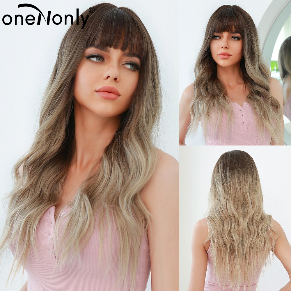 Orange Ginger Wig Female Long Wavy Women Wigs Natural Cosplay Lolita Daily Hair with Bangs Heat Resistant Fiber