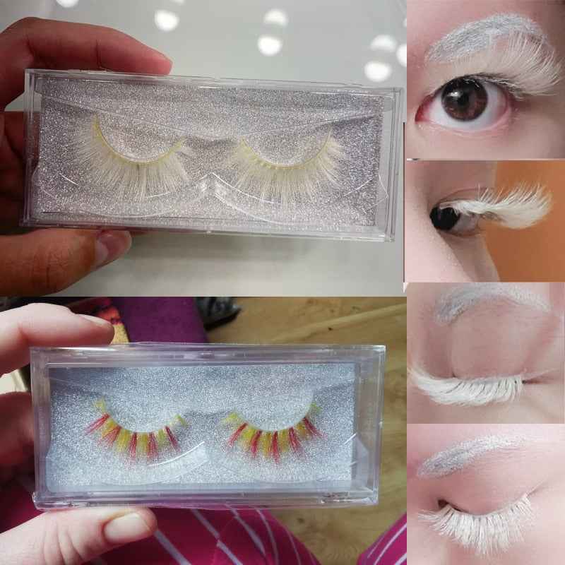 BLONDE 3D mink fake lashes natural individual brown false eyelashes makeup 15 25mm lash extension