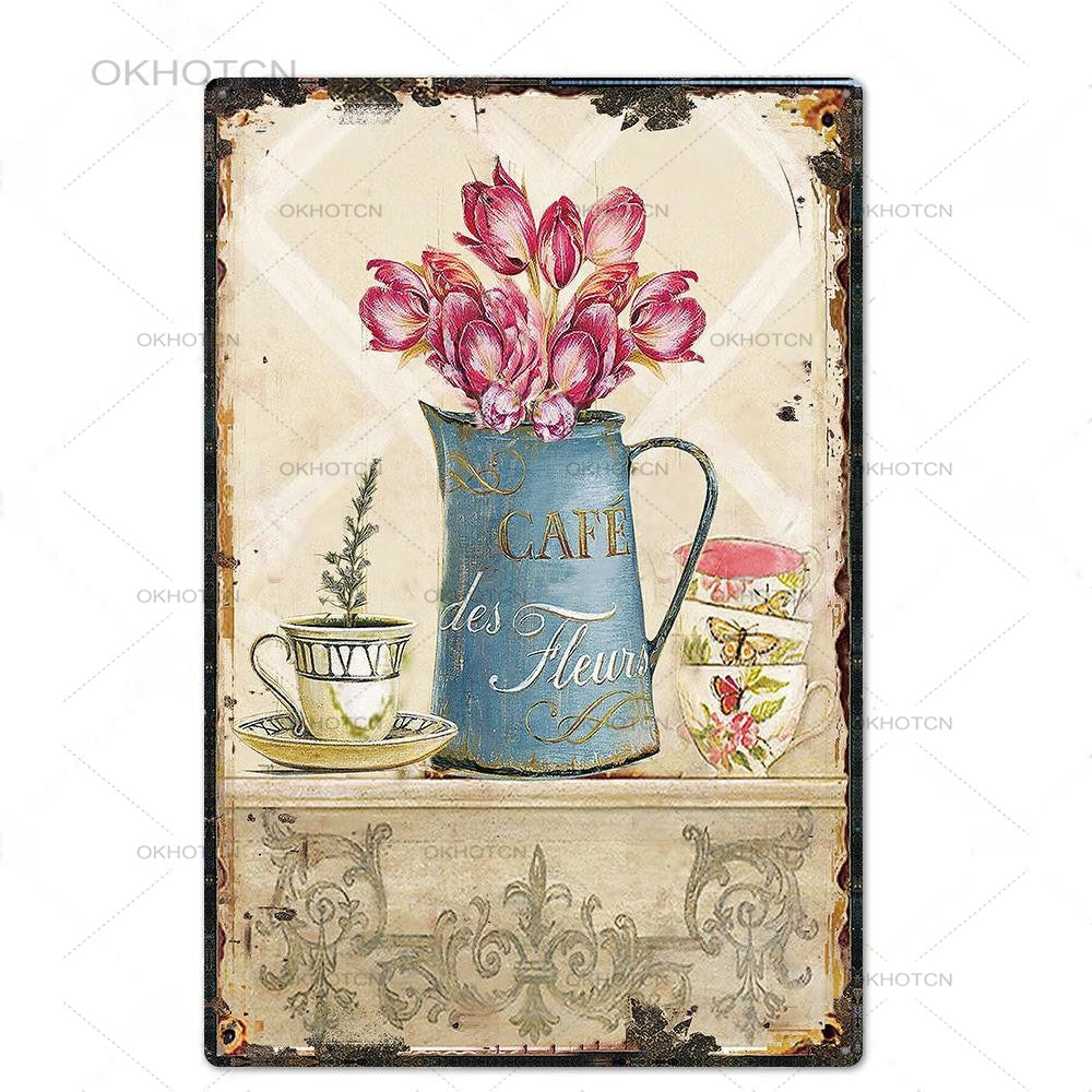 Garden Rules Metal Sign Vintage Metal Plaque Plates Decor For Pub Bar Home Wall Decor Tin Signs Flower Poster