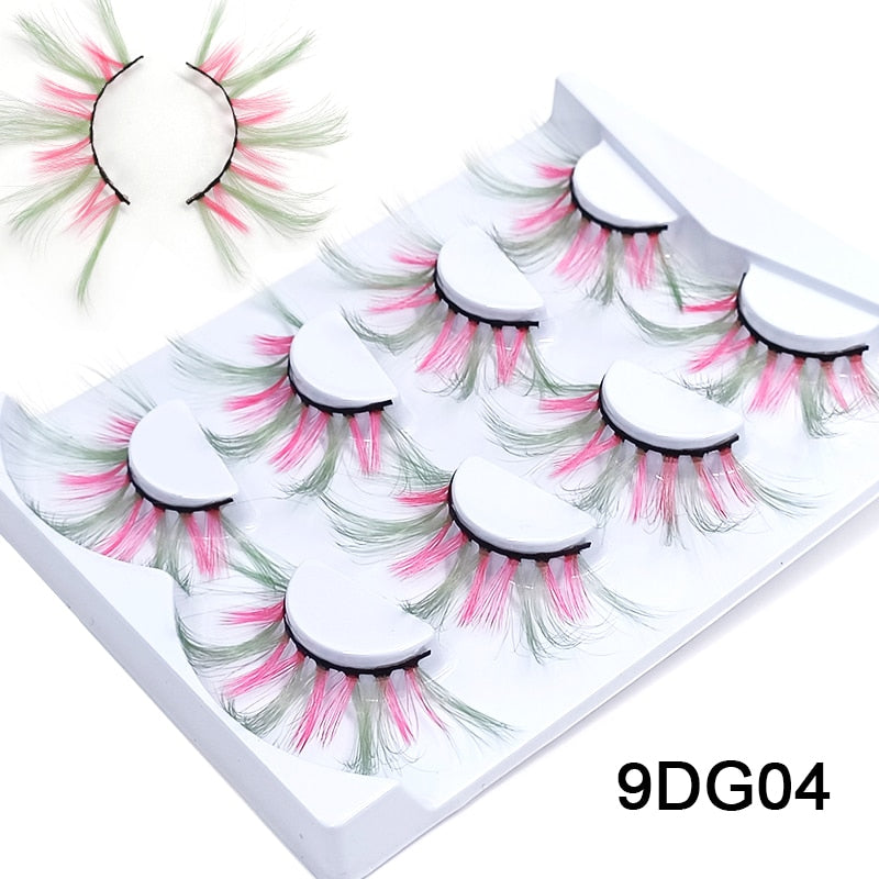 25mm 27mm Long Colorful Eyelashes Hot Pink Faux Mink Colored Lashes Cruelty Free Cosplay Halloween Cilias