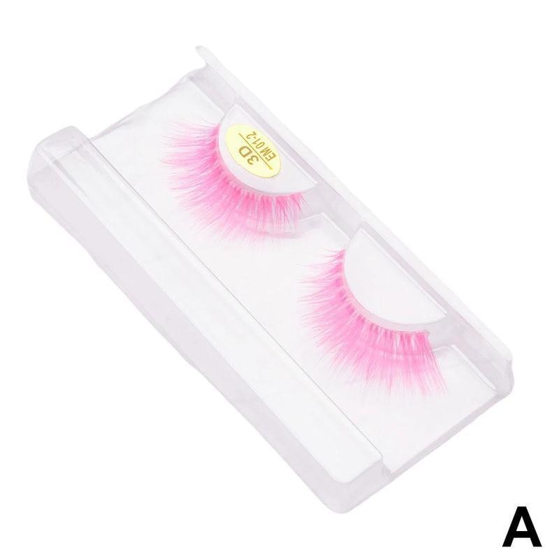 5D Colorful False Eyelashes Faux Mink Lashes Color Pink Blue Yellow Green Fake Eyelash Fluffy Soft Cilias Halloween Eye Makeup