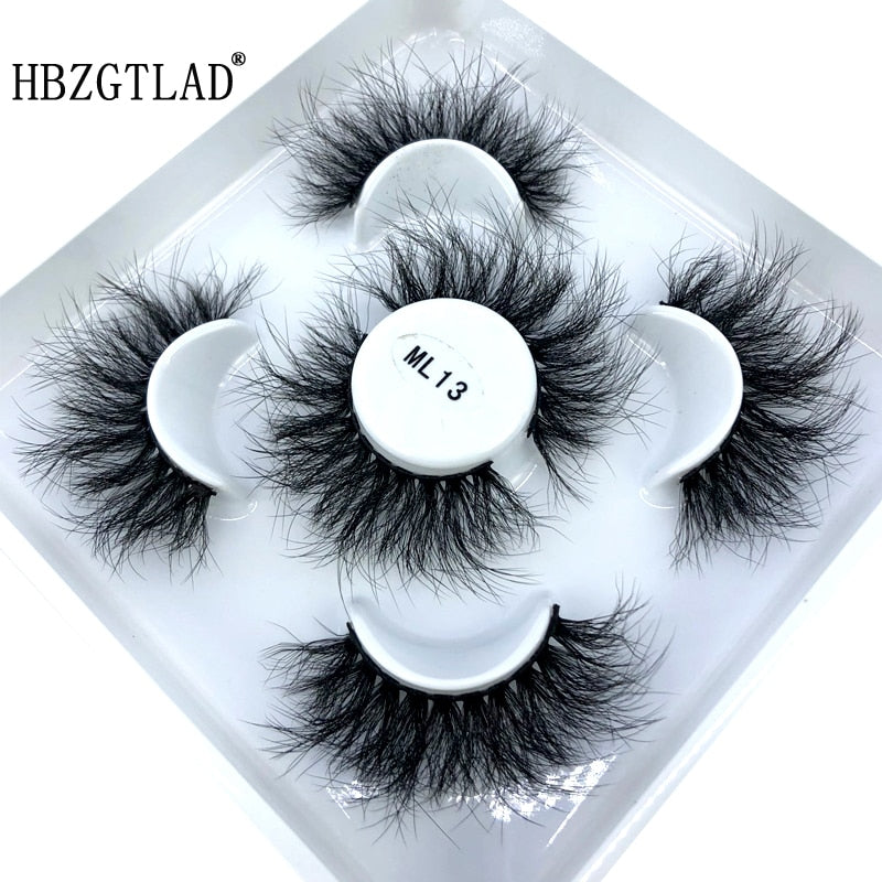 Reusable mink eyelashes 25mm lashes fluffy messy 3D mink lashes 3 pairs natural Long Thick false eyelashes extension