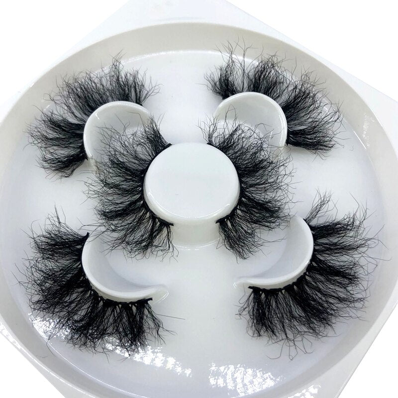 Reusable mink eyelashes 25mm lashes fluffy messy 3D mink lashes 3 pairs natural Long Thick false eyelashes extension