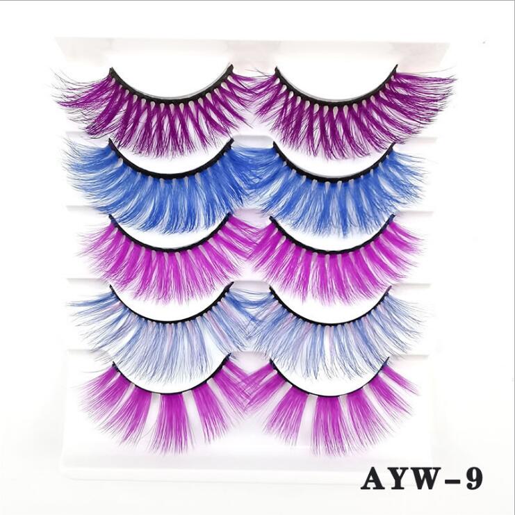 5 Pairs 8-25mm 3d Mink Colorful Dramatic fake Lashes Wispy Natural long Mink Lashes False Eyelashes
