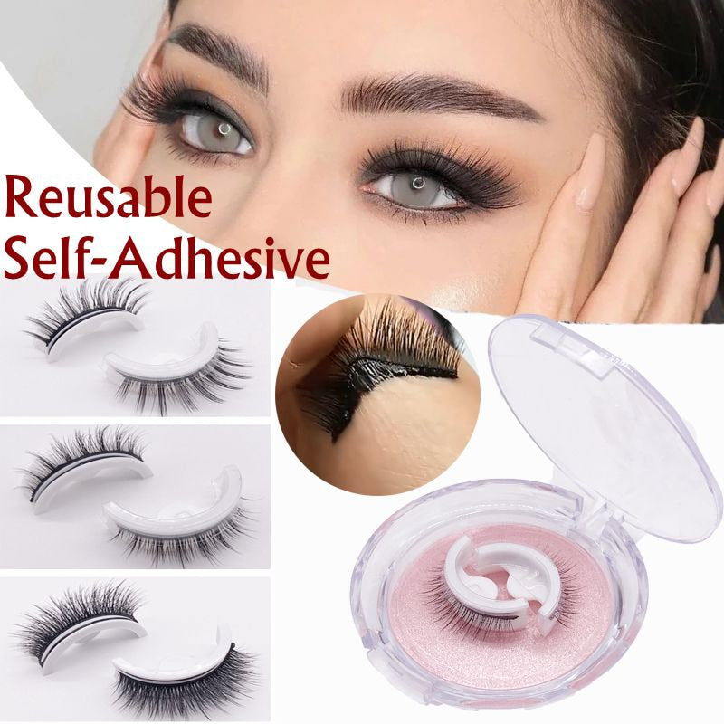 Reusable Self-Adhesive False Eyelashes Natural Multiple reversible glue-free pairs of false eyelashes