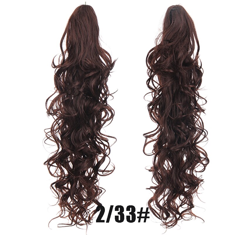 Synthetic 24inch Claw Clip Ponytail Extension Wavy Ponytail Long Straight Hair Ponytail Extension Clip Type Woman Wig
