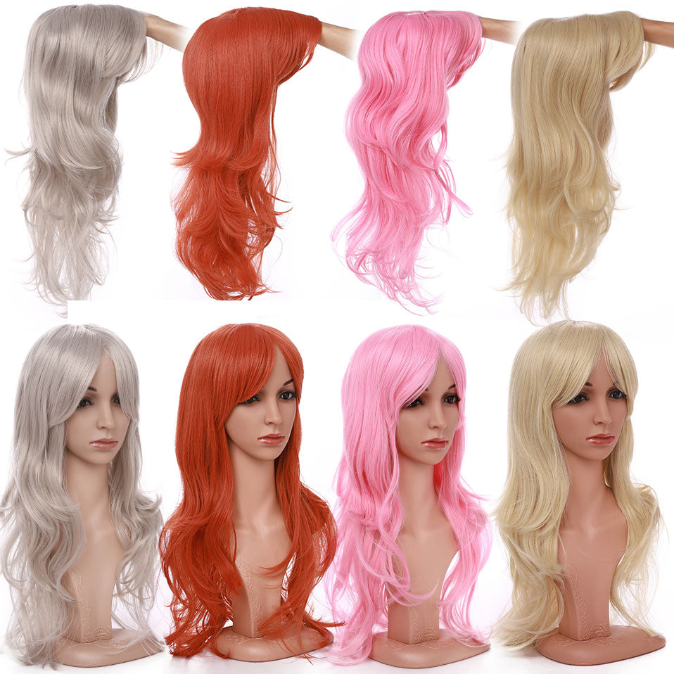 S-noilite Synthetic 28colors 22inch Loose Wave Wigs Halloween Cosplay Wig Blue Red Pink Grey Purple Hair Cosplay