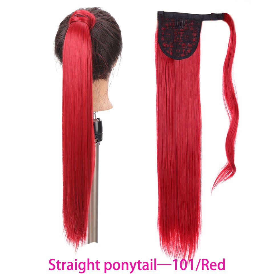 Synthetic Long Straight Wrap Around Clip In Ponytail Hair Extension Heat Resistant Hair Wig