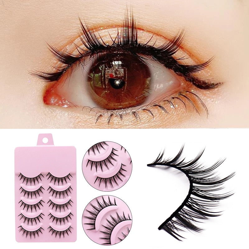Little Devil Cosplay Lash Extension False Eyelashes 5 Pairs 3D Japanese Fairy Lolita Eyelashes Daily