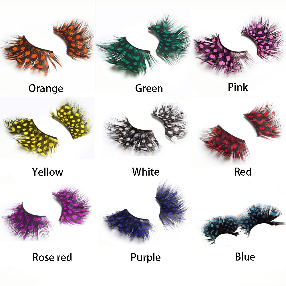 1Pair Bushy Feathers Exaggerate False Eyelashes Stage Catwalk Art Fake Eyelashes 100% Handmade Eyelash Extension