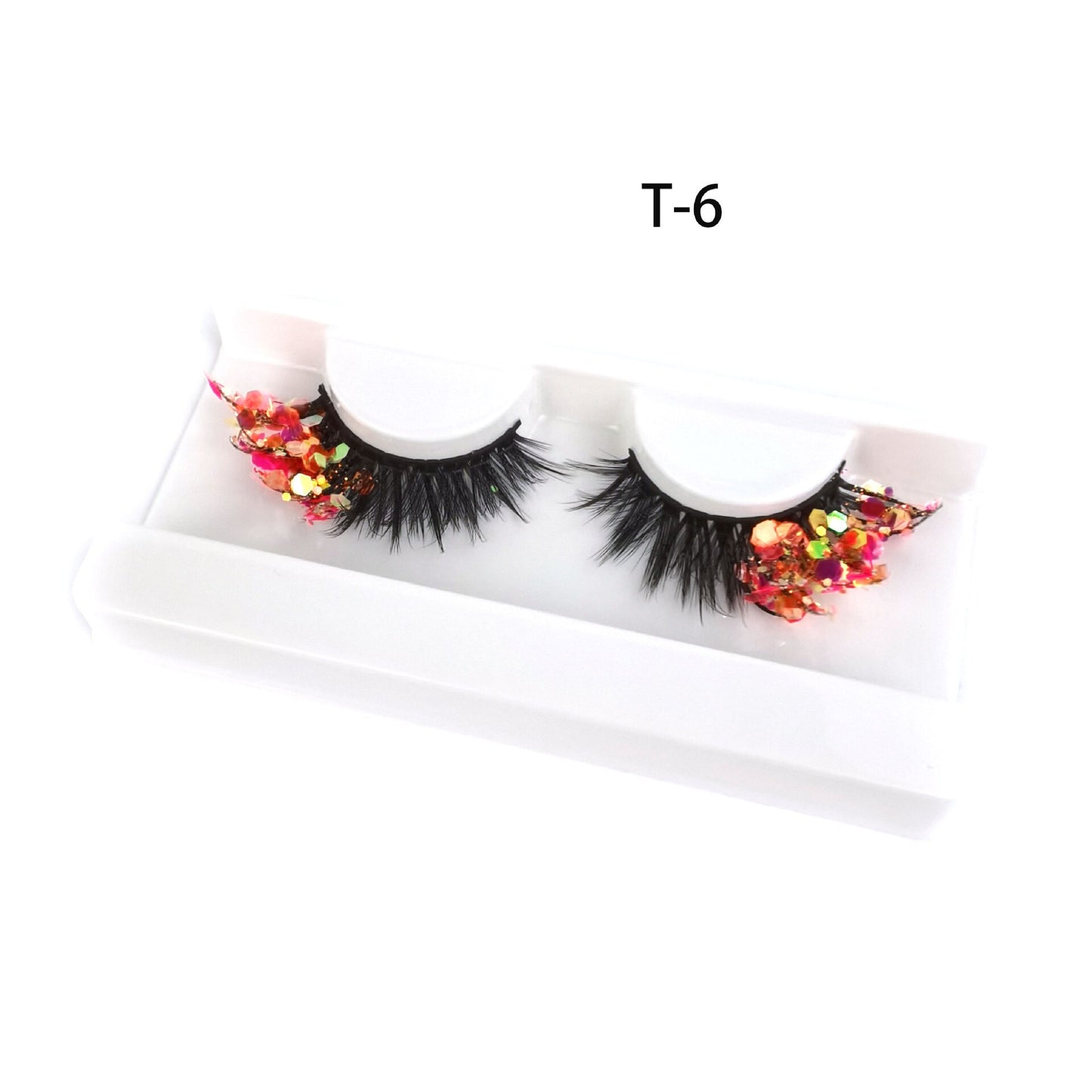 3 Pair Colored Shining Gold Glitter Eyelashes Handmade Dramatic Purple Colorful Rainbow Lashes For Party Show Halloween Cosplay