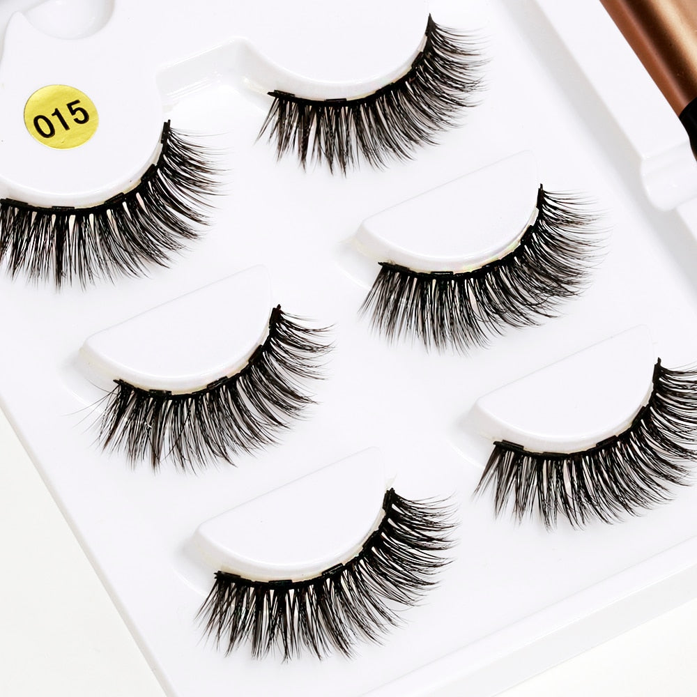 Magnetic Liquid Eyeliner& Magnetic False Eyelashes &Tweezer Set Waterproof Long Lasting Extension