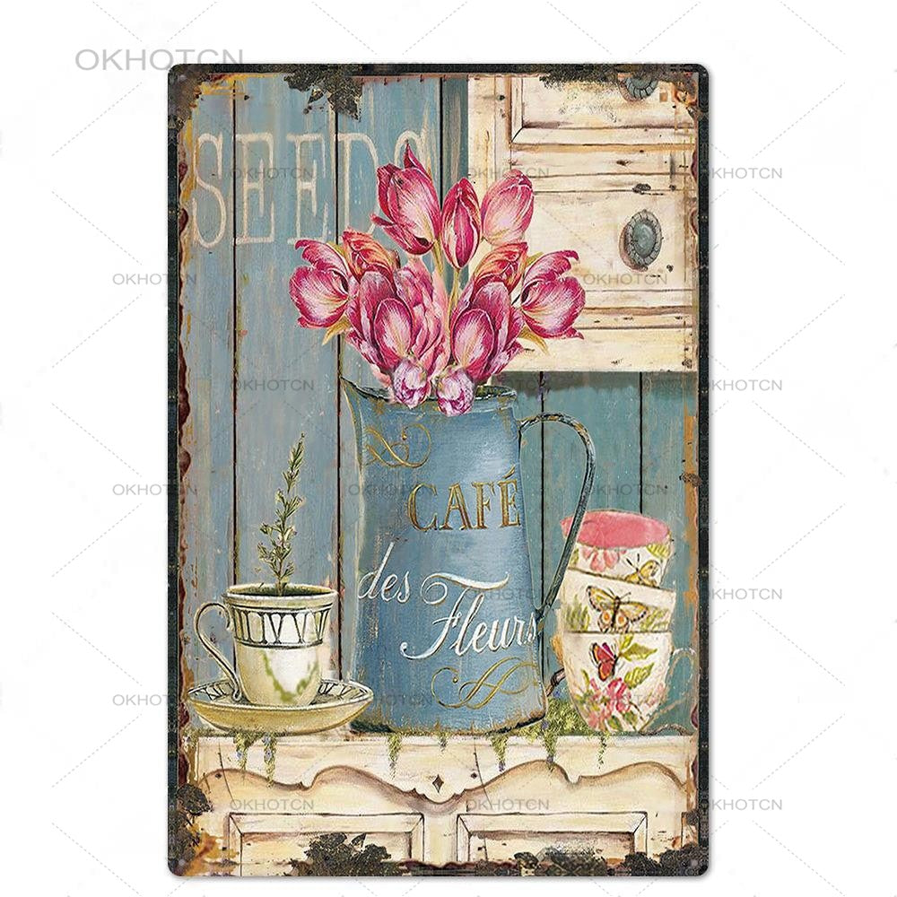 Garden Rules Metal Sign Vintage Metal Plaque Plates Decor For Pub Bar Home Wall Decor Tin Signs Flower Poster