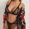 Sexy Women Set Underwear Deep V Exposed Hips Two-Piece Sexy Comfortable Thin Bra Set Babydoll Sleepwear