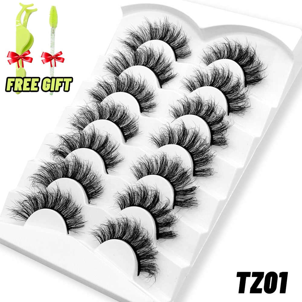 6D Faux Mink Eyelashes Long Lasting Fluffy Mink Lashes Dramatic Volume lashes Thick Long 5/7 Pairs