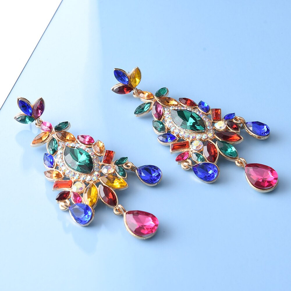 Colorful Crystal Earrings Jewelry Clear Pure Rhinestone Earring Accessories