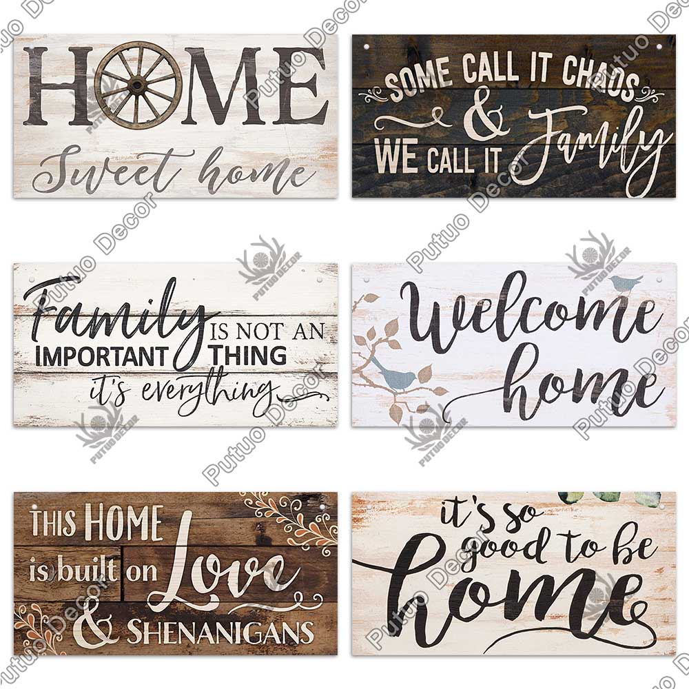 Putuo Decor Home Wooden Signs Family Wood Wall Plaque Wood Art Home Decor for Friendship Wooden Pendant Home Wall Decoration