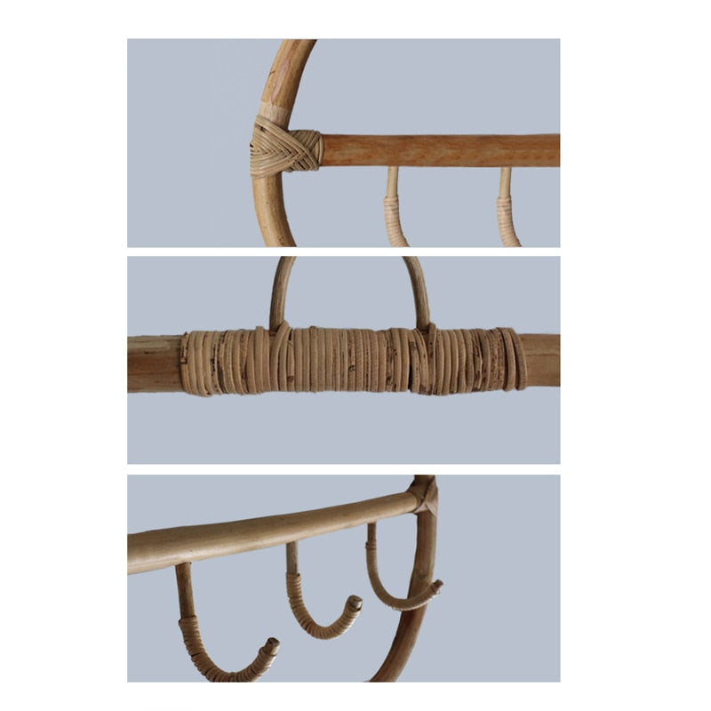 Rattan Wall Hooks Clothes Hat Hanging Hook Crochet Nordic Vintage Cloth Holder Organizer Hangers Dorm Decor