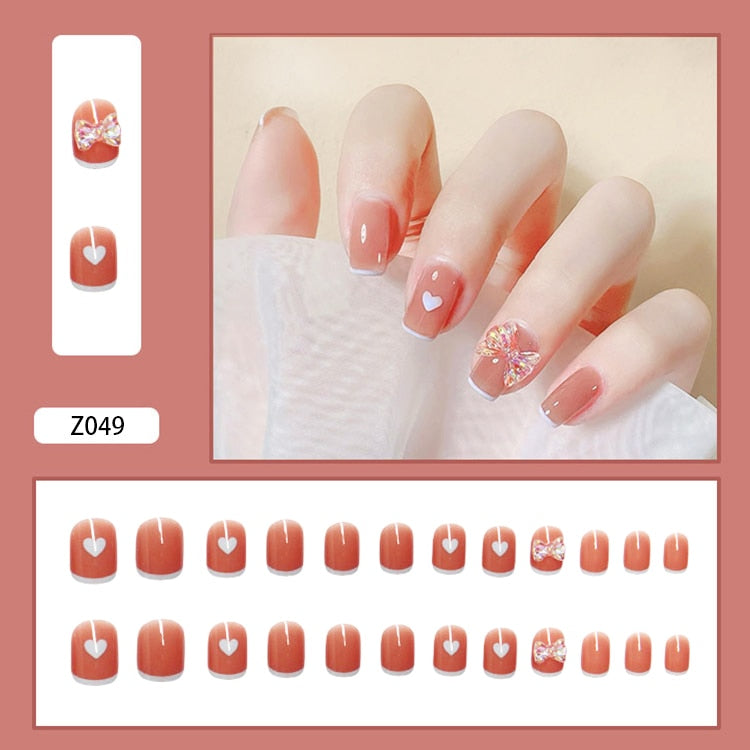 24Pcs/Set 3D Butterfly Bow Bride Fresh and Elegant White Wear DIY Manicure Nail Art Tools