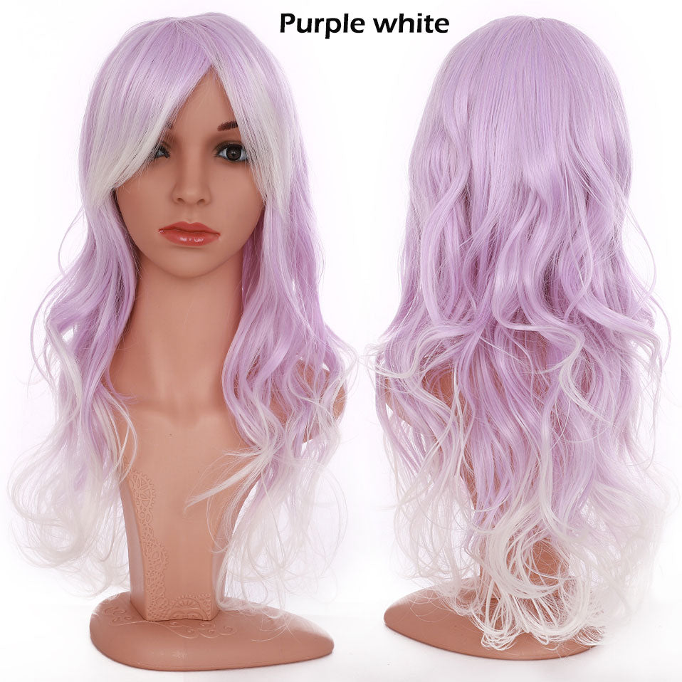 S-noilite Synthetic 28colors 22inch Loose Wave Wigs Halloween Cosplay Wig Blue Red Pink Grey Purple Hair Cosplay