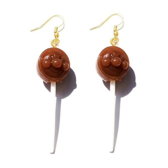 Resin Lollipop Drop Earrings Jewelry Custom Made Handmade Cute Cotton Candy
