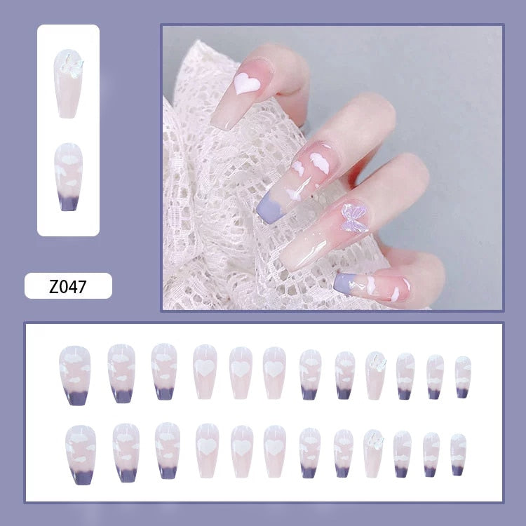 24Pcs/Set 3D Butterfly Bow Bride Fresh and Elegant White Wear DIY Manicure Nail Art Tools