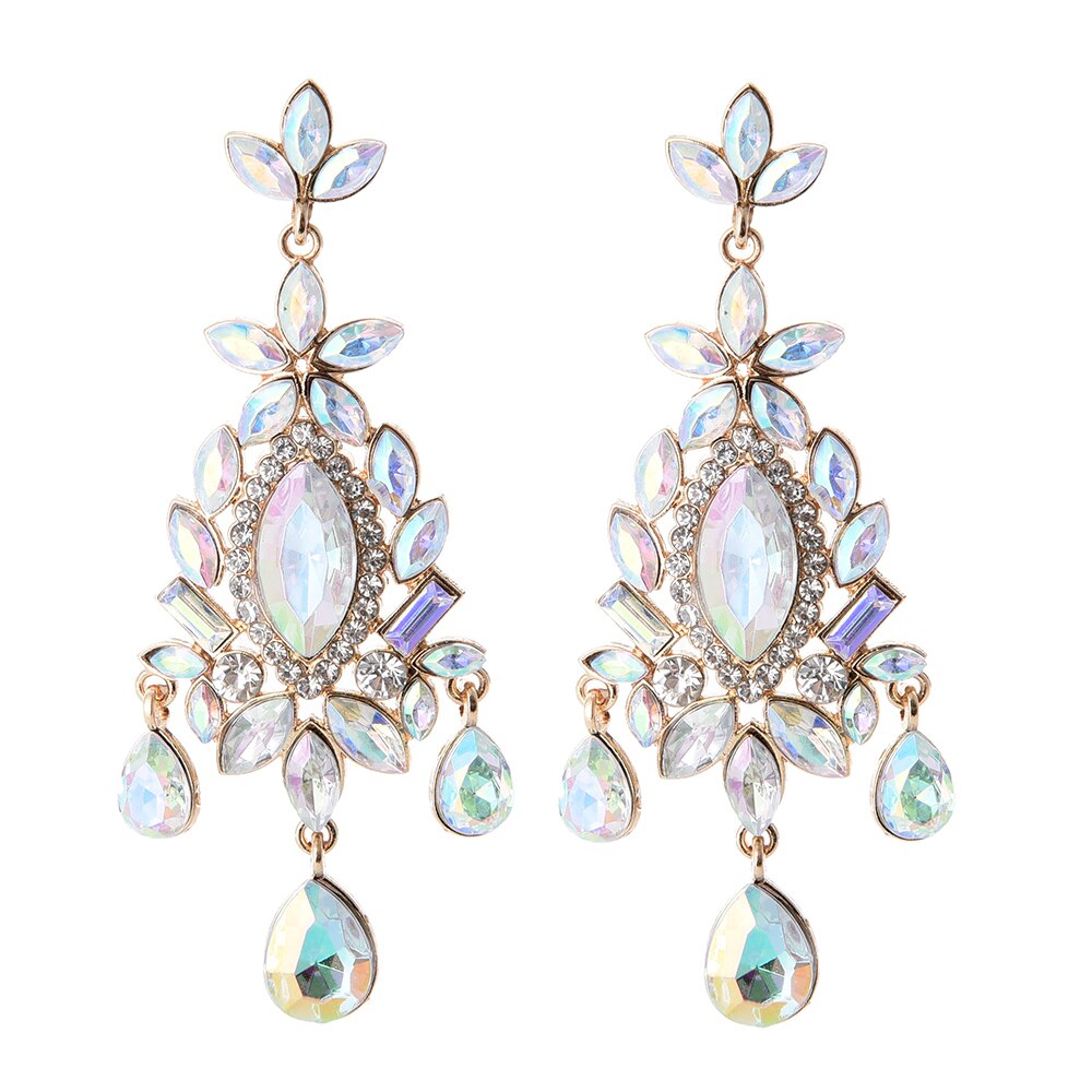 Colorful Crystal Earrings Jewelry Clear Pure Rhinestone Earring Accessories