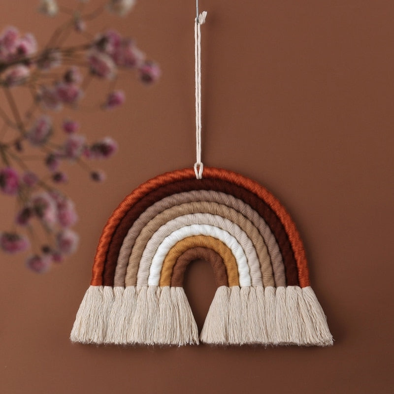 8 Layers Nordic Woven Rainbow Tapestry Home Decor Wall Hanging Toys Nursery Decor Living Room Children Girls Bedroom Decoration