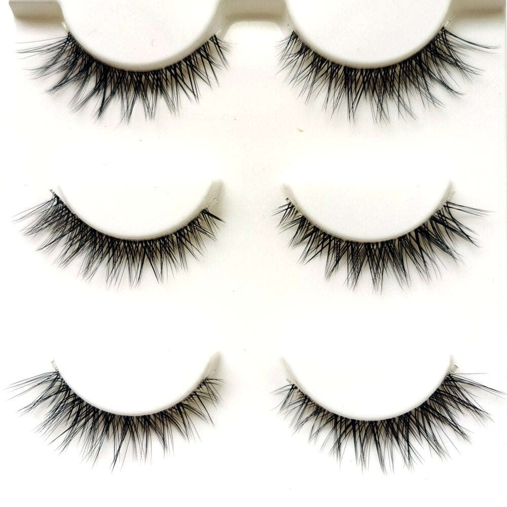 Transparent Terrier 3 Pairs 3D Mink EyeLashes False Lashes Thick EyeLash Lashes Natural Soft Fake EyeLashes