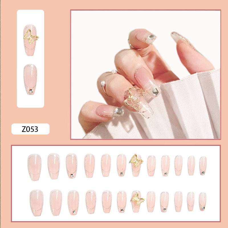 24Pcs/Set 3D Butterfly Bow Bride Fresh and Elegant White Wear DIY Manicure Nail Art Tools