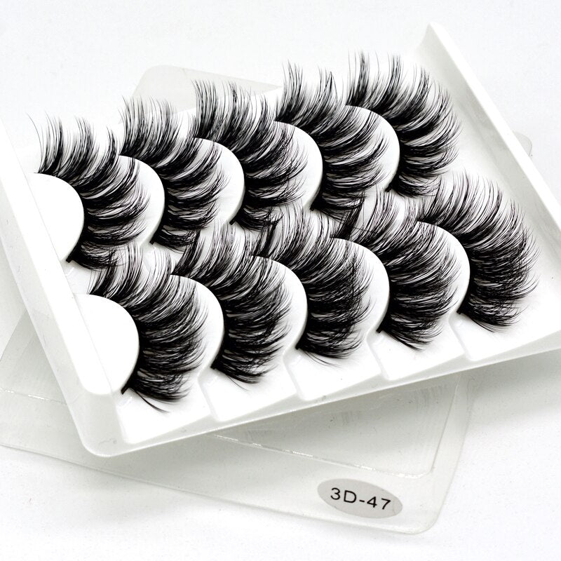 3D Mink Lashes 5/8 Pairs Natural False Eyelashes Fluffy Soft Wispy Volume Dramatic Long Cross Eyelash