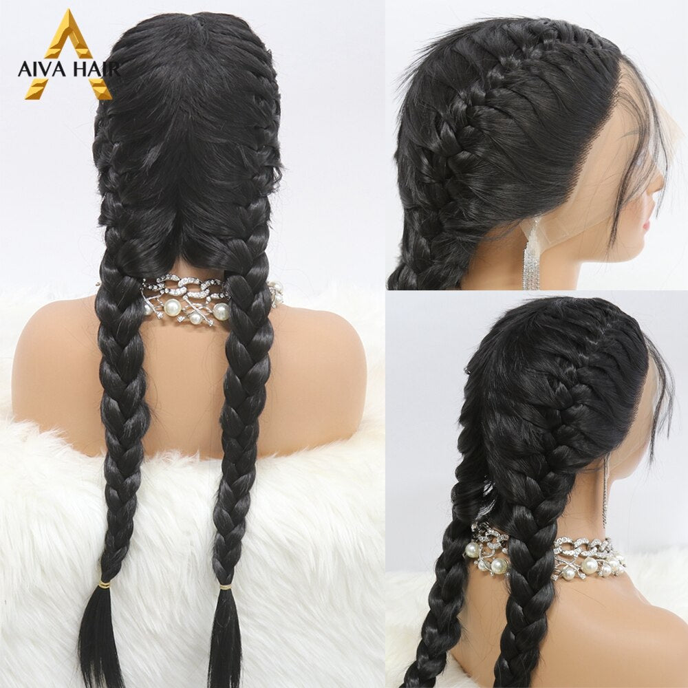 Heat Resistant Synthetic Box Braid Wig Ombre Orange Blonde Synthetic Lace Front Wig Cosplay Braided Wigs