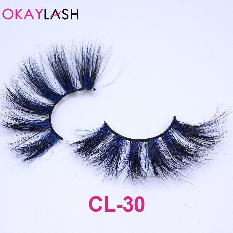 1pair/box real mink color 25mm long siberian eyelashes costume fancy ball dramatic unique colored red blue fake lashes