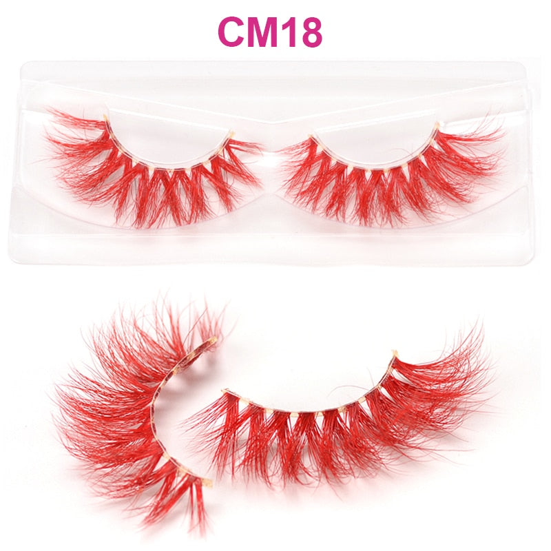 7 Colors Rainbow Eyelashes Princess Cilia Real Mink Fluffy Colored False Lashes for Halloween Party Cosplay