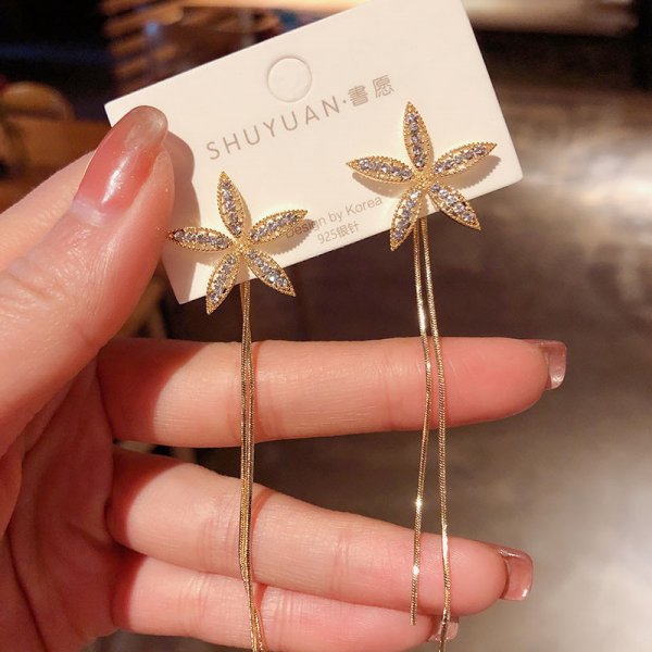 Women Long Tassel Earrings Korean Sweet Butterfly Rhinestone Earring Elegant Geometric Hanging Earring Jewelry
