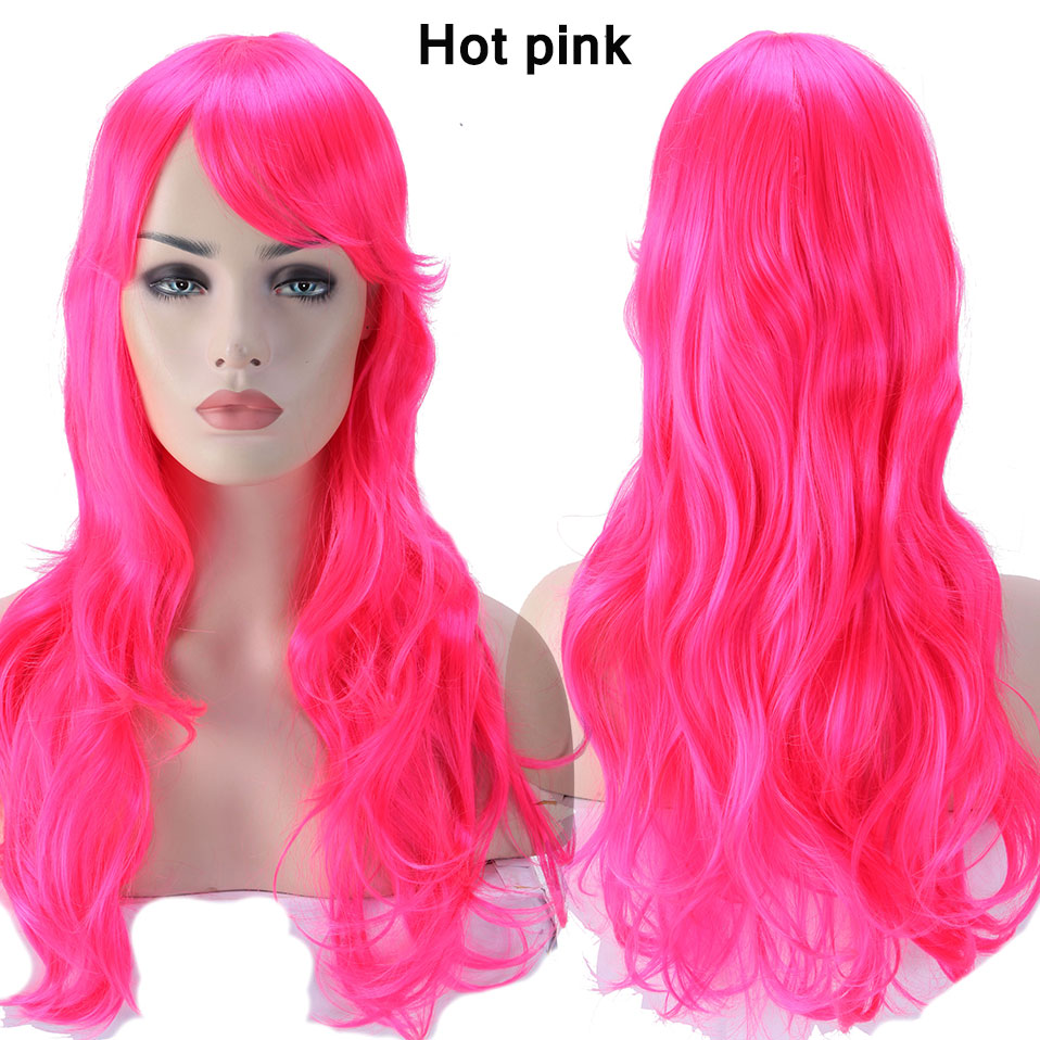 S-noilite Synthetic 28colors 22inch Loose Wave Wigs Halloween Cosplay Wig Blue Red Pink Grey Purple Hair Cosplay