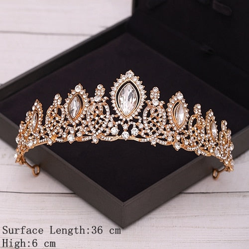 Bridal Crown Golden Wedding Hair Accessories Crystal Rhinestone Bride Wedding Tiaras and Crowns Headpiece Diadema Hair Ornament