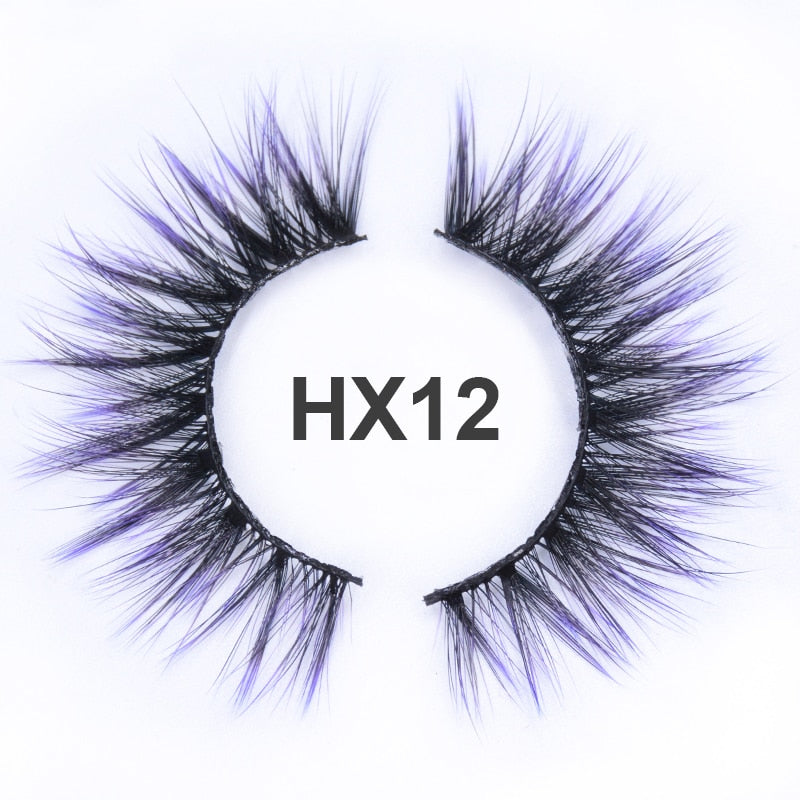 Red Blue Purple Pink Mix 3D Faux Mink Colored Eyelashes Ombre Vegan Strip Lashes Natural Dramatic Fluffy Colourful Cilias Party