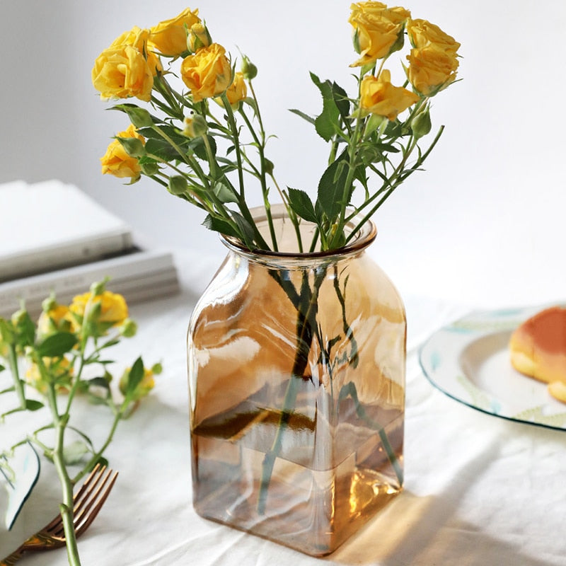 Multicolor Glass Vase Dried Flowers Nordic Transparent Europe Home Decoration Home Flower Vases