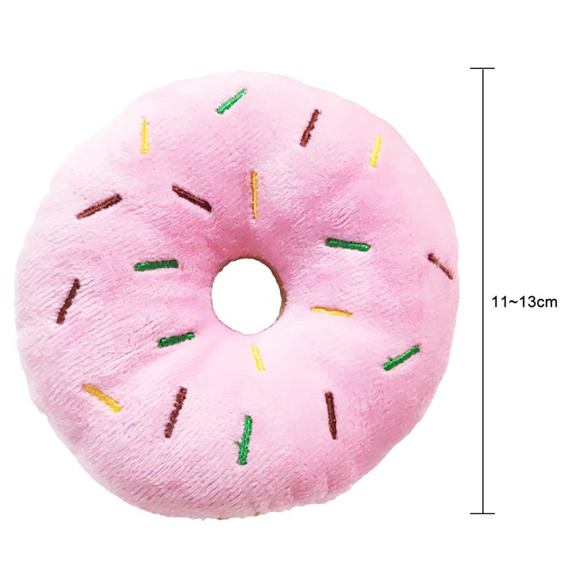 1pc Plush Dog Toy Cartoon Donuts Shape Bite-Resistant Chew Toy Squeaky Supplies Dog Favors