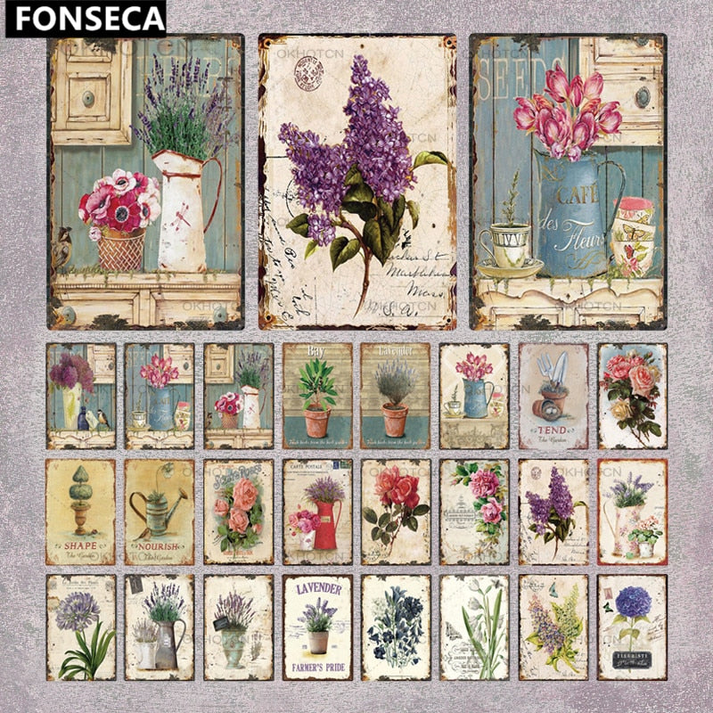 Garden Rules Metal Sign Vintage Metal Plaque Plates Decor For Pub Bar Home Wall Decor Tin Signs Flower Poster