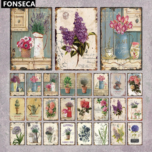Garden Rules Metal Sign Vintage Metal Plaque Plates Decor For Pub Bar Home Wall Decor Tin Signs Flower Poster